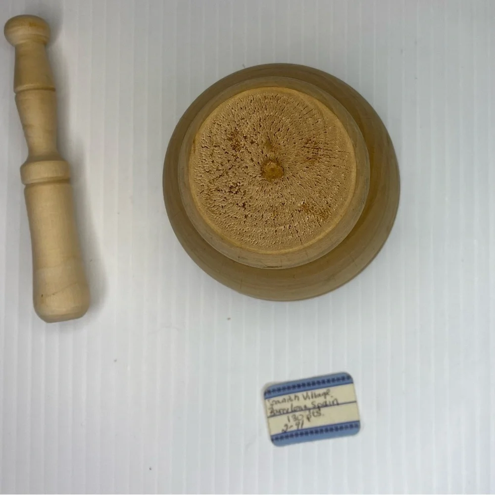 Vintage Apothecary Wooden Mortar & Pestle Set Made in Spain Herb Crusher Grinder